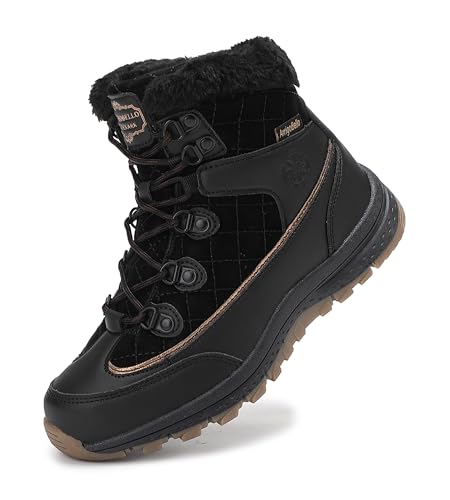 ARRIGO BELLO Schneestiefel Damen Winterstiefel Gefütterte Warm Rutschfest Winterschuhe Leicht Stiefel für Outdoor Wandern Snow Boots (Schwarz,EU 39) von ARRIGO BELLO