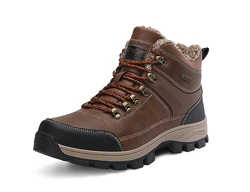 ARRIGO BELLO Winterschuhe Herren Schneestiefel Winterstiefel Warm Gefütterte Stiefelette Arbeitsschuhe Arbeitsstiefel Wandern Arbeiten 41-46（111Braun,46） von ARRIGO BELLO