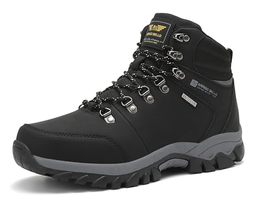 ARRIGO BELLO Winterschuhe Herren Schneestiefel Winterstiefel Warm Gefütterte Stiefelette Arbeitsschuhe Arbeitsstiefel Wandern Arbeiten 41-46（G1 Schwarz,42） von ARRIGO BELLO