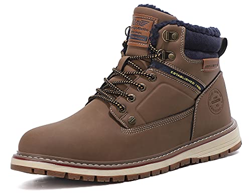 ARRIGO BELLO Winterschuhe Herren Winterstiefel Gefüttert Boots Stiefel Leder Winterboots Rutschfeste Stiefeletten Warme Winter Schuhe Größe 41-46(A Braun,Größe 45) von ARRIGO BELLO