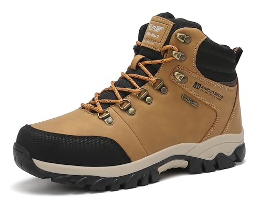 ARRIGO BELLO Winterschuhe Herren Winterstiefel Schneestiefel Warm Gefütterte Stiefelette Arbeitsschuhe Arbeitsstiefel Wandern Arbeiten 41-46(G1 kamel,42) von ARRIGO BELLO