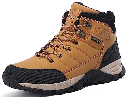 ARRIGO BELLO Winterschuhe Herren Winterstiefel Wanderstiefel Trekking Stiefel Gefüttert Warm Rutschfeste Boot Größe 41-46(B1-Gelb, Größe 43) von ARRIGO BELLO