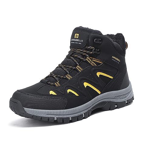 ARRIGO BELLO Winterschuhe Herren Winterstiefel Warm Gefütterte Wanderschuhe Rutschfest Trekkingschuhe Wanderstiefel High-Top Stiefel Größe 41-46（black01,43） von ARRIGO BELLO