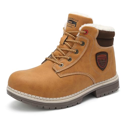 ARRIGO BELLO Winterschuhe Kinder 31-38 Gefütterte Winterstiefel Jungen Mädchen Rutschfeste Reißverschluss Schneestiefel Unisex Winterboots (B Gelb,Größe 32) von ARRIGO BELLO
