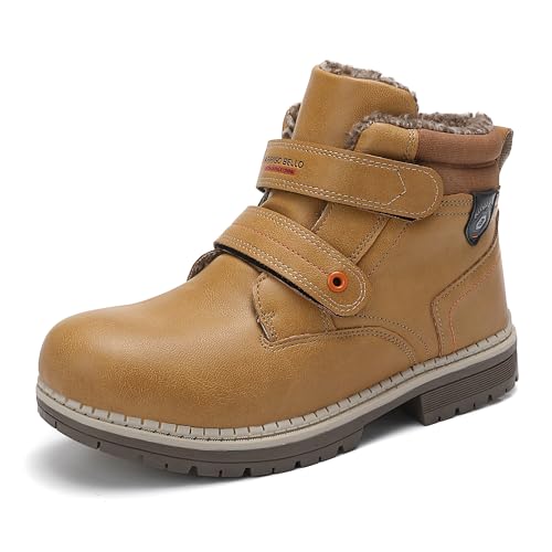 ARRIGO BELLO Winterschuhe Kinder Winterstiefel Jungen Mädchen 31-38 Klettverschluss Gefüttert Warme Bequeme Rutschfeste Winterboots (B Gelb, Größe 36) von ARRIGO BELLO