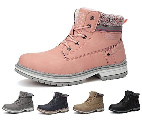 ARRIGO BELLO Winterstiefel Damen Winterschuhe Stiefel Stiefelette Gefütterte Schneestiefel Outdoor Draussen Arbeitsschuhe Arbeitsstiefel Wandern Arbeiten 36-41 (Numeric_37,Rosa mit Wolle Innen) von ARRIGO BELLO