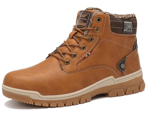 ARRIGO BELLO Winterstiefel Herren Winterschuhe Gefüttert Rutschfeste Warm Stiefel Gemütlich Trekking Wanderschuhe Boots 41-46EU (B-Gelb, Größe 46) von ARRIGO BELLO