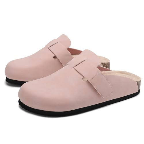 Pantoletten Damen Kork Fußbett Clogs Geschlossene Klettverschluss Sandalen Bequeme Schlappen Gartenschuhe Rosa EU38 Pantoletten Damen Kork Fußbett Clogs Geschlossene Klettverschluss Sandalen Bequeme Schlappen Gartenschuhe Rosa EU38 von ARRIGO BELLO