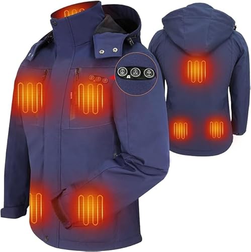 ARRIS Beheizte Jacke Damen Elektrische Heizung Warm Mantel Wasserdicht 7.4V Batteriebetrieben mit 8 Heizbereichen Telefonaufladung für den Winter, blau, 42 von ARRIS
