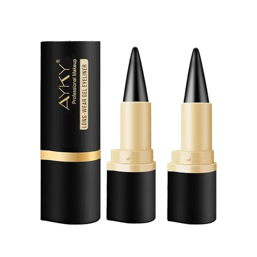 2 Stück Gel Eyeliner Wasserfest, Eyeliner Stift, Gel Eyeliner, Schnell Trocknende Glatte Textur Lidstrich, für den idealen Lidstrich Ein Alltägliches Lang Anhaltendes Augen Make Up von ARROMI