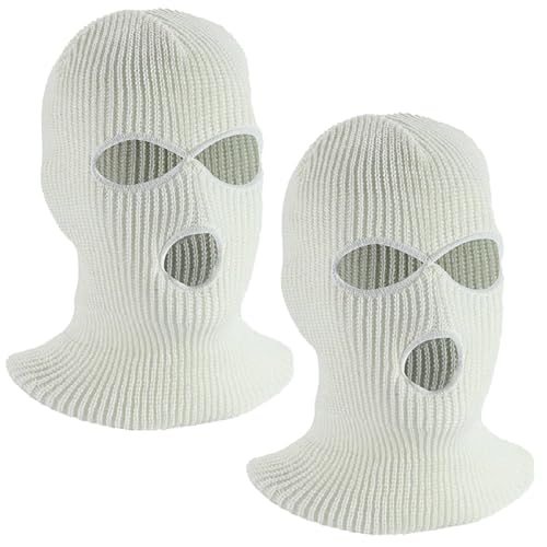ARROMI 2 Stück Sturmhaube Weiß, Sturmmaske, 3 Loch Ski Gesichtsmaske, Gestrickte Sturmhaube, Multifunktionsmaske, Skihelm Maske, Für Radfahren, Skifahren, Winter, Outdoor Sport ARROMI 2 Stück Sturmhaube Weiß, Sturmmaske, 3 Loch Ski Gesichtsmaske, Gestrickte Sturmhaube, Multifunktionsmaske, Skihelm Maske, Für Radfahren, Skifahren, Winter, Outdoor Sport von ARROMI