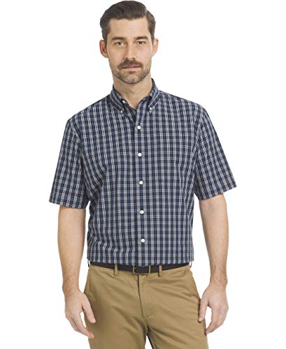 ARROW USA 1851 Herren Short Sleeve Hamilton Poplin Shirt Hemd mit Button-Down-Kragen, Blazer 1 Marineblau, Mittel von Arrow