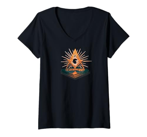 Damen Freimaurer-Symbol mit "Stone_Masonry unvergesslich-Kunst" T-Shirt mit V-Ausschnitt Damen Freimaurer-Symbol mit "Stone_Masonry unvergesslich-Kunst" T-Shirt mit V-Ausschnitt von ARRamon-masonic