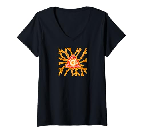 Damen Masonic_symbol mit "altistic_triangle lightning_rays"s&c T-Shirt mit V-Ausschnitt Damen Masonic_symbol mit "altistic_triangle lightning_rays"s&c T-Shirt mit V-Ausschnitt von ARRamon-masonic