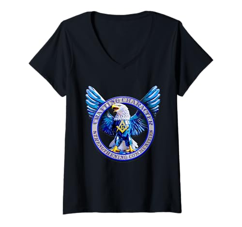 Damen Masonic_symbol mit "crafting_strengthing_communities"s&c T-Shirt mit V-Ausschnitt Damen Masonic_symbol mit "crafting_strengthing_communities"s&c T-Shirt mit V-Ausschnitt von ARRamon-masonic