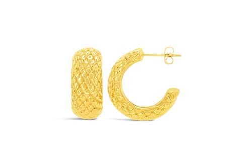 ARS-ARGENTI Boho Ohrringe Damen Mädchen Sterling Silber 925 Gold 18K - hypoallergen (Extravagante Statement Halb-Creolen in Boho-chic GENESIS Edelstahl 18K vergoldet 23x10mm) von ARS ARGENTI