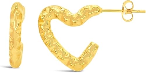 ARS-ARGENTI Boho Ohrringe Damen Mädchen Sterling Silber 925 Gold 18K - hypoallergen (Wunderschöne Herz-Ohrringe stylish & edel GABRIELLA Edelstahl 18K vergoldet 18x3mm) von ARS ARGENTI
