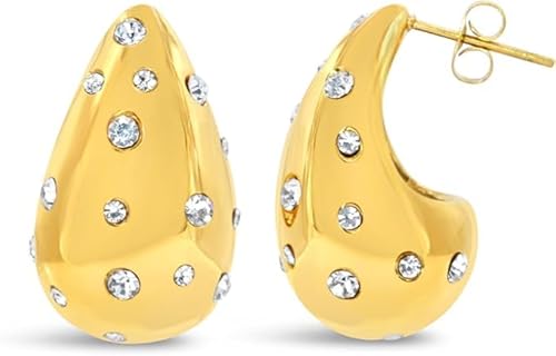 ARS-ARGENTI Ohrringe Waterdrop Luxus mit Billantapplikation 750 vergoldet 18K Schmuck Geschenk Damen Mädchen 26 mm statement extravagant hochwertig edel hypoallergen von ARS ARGENTI