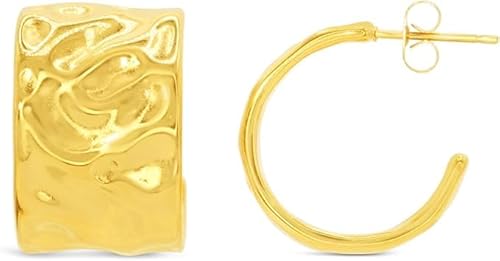 ARS-ARGENTI Creolen Ohrringe Damen Mädchen Sterling Silber 925 Gold 18K - hypoallergen (Extra breite Creolen für den perfekten Sommer-Look NATALIE Edelstahl 18K vergoldet 22x1mm) von ARS ARGENTI