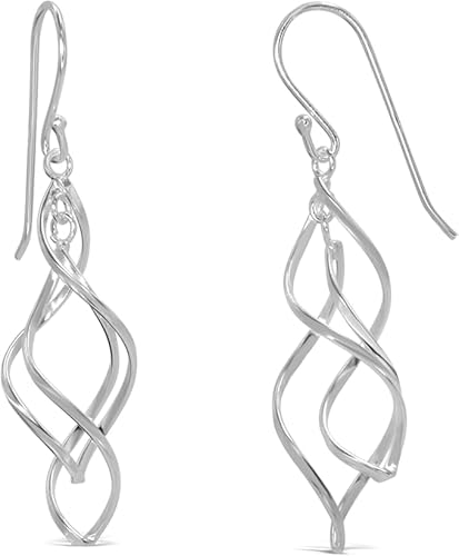 ARS-ARGENTI Ohrringe handgefertigte stylische Ohrhänger Sterling Silber 925 Spirale Schmuck Geschenk Damen Mädchen 58 mm Design klassisch hochwertig edel hypoallergen Echtschmuck von ARS ARGENTI