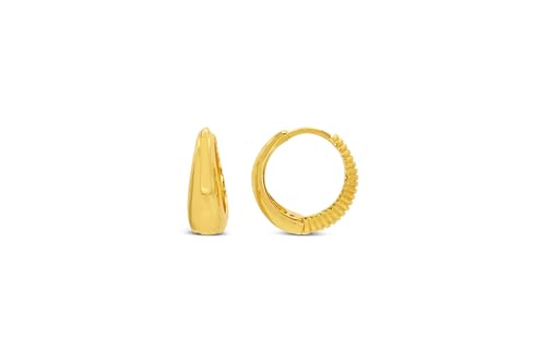 ARS-ARGENTI Creolen Ohrringe Damen Mädchen Sterling Silber 925 Gold 18K - hypoallergen (Anmutige Creolen ALEXANDRA Sterling Silber 18K vergoldet 16x5mm) von ARS ARGENTI