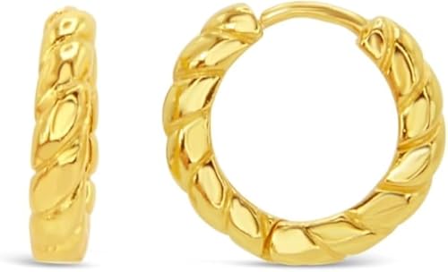 ARS-ARGENTI Creolen Ohrringe Damen Mädchen Sterling Silber 925 Gold 18K - hypoallergen (Dezente Creolen - Ideal für den Alltag! EVERLY Sterling Silber 18K vergoldet 13x3mm) von ARS ARGENTI