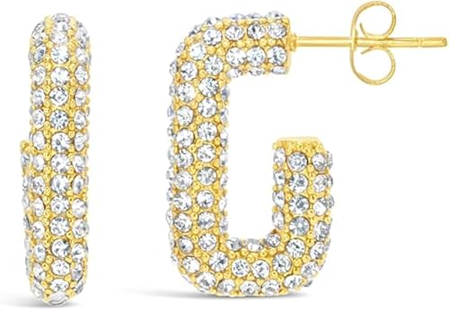 ARS-ARGENTI festliche Must-have Ohrringe mit Brilliantlook 750 vergoldet 18K Schmuck Geschenk Damen Mädchen 30 mm twisted hoops statement extravagant hochwertig edel hypoallergen von ARS ARGENTI