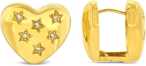 ARS-ARGENTI Boho Ohrringe Damen Mädchen Sterling Silber 925 Gold 18K - hypoallergen (Edle minimalistische doubleside Ohrringe in Herzoptik SADIE Edelstahl 18K vergoldet 16x3mm) von ARS ARGENTI