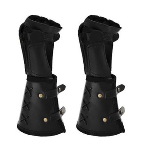 1 Paar Mittelalterliche Armschienen Mittelalterliche PU Leder Schnalle Armschienen Handgefertigte Retro Armschützer Ritter Renaissance Panzerhandschuhe für Halloween Cosplay Karneval (Schwarz) von ARSBORUI