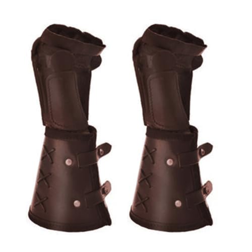 ARSBORUI 1 Paar Mittelalterliche Armschienen Mittelalterliche PU Leder Schnalle Armschienen Handgefertigte Retro Armschützer Ritter Renaissance Panzerhandschuhe für Halloween Cosplay Karneval (Braun) von ARSBORUI