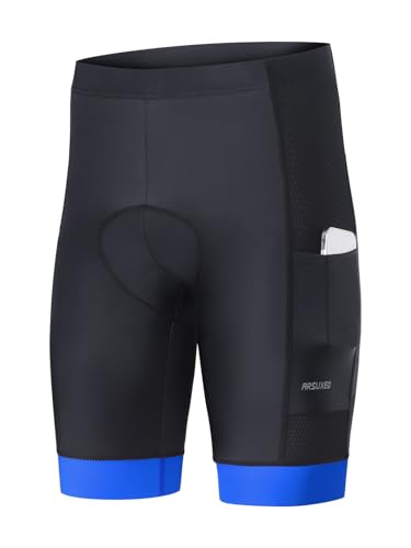 ARSUXEO Gepolstert Radfahren Shorts Männer 4D Polsterung MTB Shorts Radfahren Shorts für Männer mit Handytaschen Cycle Undershorts 582 Blau M von ARSUXEO