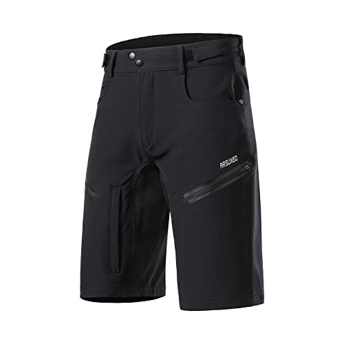 ARSUXEO Herren Fahrrad Kurze Hosen Lockere Passform Radhose mit Feuchtigkeitsableitendem Bund 2006 Schwarz M von ARSUXEO