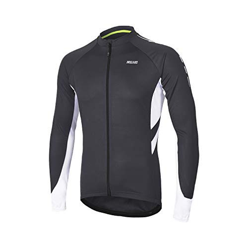 ARSUXEO Radtrikot für Herren, Fahrradtrikot Langarm, Radfahren Shirt, Radsport Trikot MTB Fahrrad-Bekleidung 6030 dunkelgrau XXL von ARSUXEO