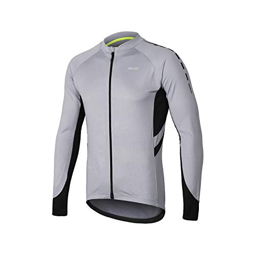 ARSUXEO Radtrikot für Herren, Fahrradtrikot Langarm, Radfahren Shirt, Radsport Trikot MTB Fahrrad-Bekleidung 6030 hellgrau XXL von ARSUXEO