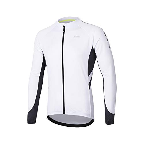 ARSUXEO Radtrikot für Herren, Fahrradtrikot Langarm, Radfahren Shirt, Radsport Trikot MTB Jersey Mountainbike Fahrrad-Bekleidung 6030 weiß XXL von ARSUXEO