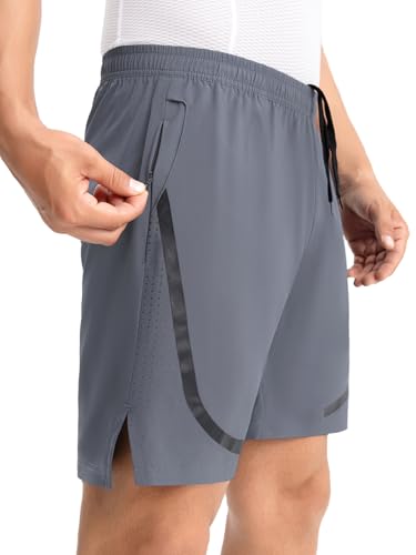 ARSUXEO Herren Laufshorts mit Taschen Loose Fit Gym Shorts Sport Shorts atmungsaktiv für Training B236 Grau L von ARSUXEO