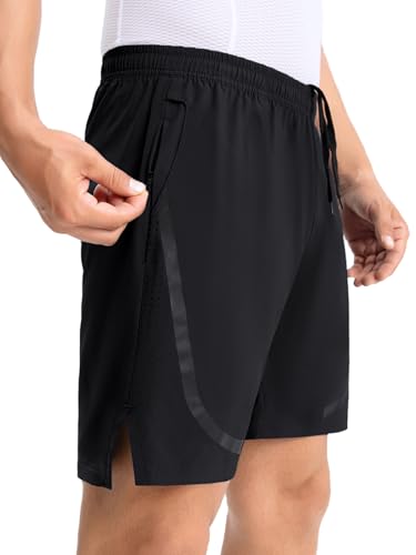 ARSUXEO Herren Laufshorts mit Taschen Loose Fit Gym Shorts Sport Shorts atmungsaktiv für Training B236 Schwarz M von ARSUXEO