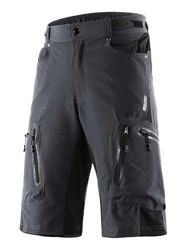 ARSUXEO Herren Radhose Loose Fit MTB Shorts Wasserabweisende Outdoor Sporthose mit 7 Taschen 1202 Grau M von ARSUXEO