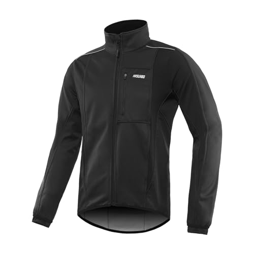 ARSUXEO Herren Radjacke wasserdicht Winddicht Winter Thermal Atmungsaktiv Fahrradbekleidung 15K Schwarz XXXL von ARSUXEO