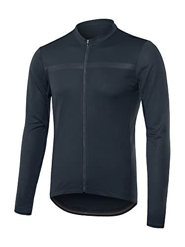 ARSUXEO Herren Radtrikot Langarm ultraleichtes Fahrradtrikot Slim Fit Bike Trikot Radfahren Radsport Shirt 6038 Dunkelblau L von ARSUXEO