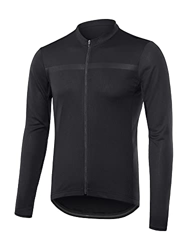 ARSUXEO Herren Radtrikot Langarm ultraleichtes Fahrradtrikot Slim Fit Bike Trikot Radfahren Radsport Shirt 6038 Schwarz XXL von ARSUXEO