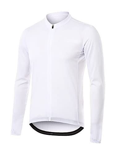 ARSUXEO Herren Radtrikot Langarm ultraleichtes Fahrradtrikot Slim Fit Bike Trikot Radfahren Radsport Shirt 6038 weiß M von ARSUXEO