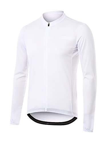 ARSUXEO Herren Radtrikot Langarm ultraleichtes Fahrradtrikot Slim Fit Bike Trikot Radfahren Radsport Shirt 6038 weiß XXL von ARSUXEO