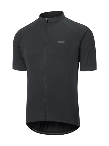 ARSUXEO Radfahren Jersey Herren Kurze Ärmel voller Reißverschluss Straße Fahrrad Jersey Sommer Radfahren Top 610 Schwarz XXL von ARSUXEO