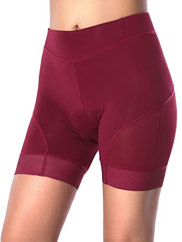 ARSUXEO Radfahren Shorts Frauen Radfahren Unterwäsche gepolstert Fahrrad Bike Undershorts mit Polsterung U010 Rot Größe Klein von ARSUXEO