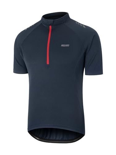 ARSUXEO Radfahren Trikot Herren Kurzarm Mountainbike Trikot Halb Reißverschluss Radfahren Hemd 609 Dunkelblau L von ARSUXEO