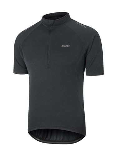 ARSUXEO Radfahren Trikot Herren Kurzarm Mountainbike Trikot Halb Reißverschluss Radfahren Hemd 609 Schwarz XXL von ARSUXEO