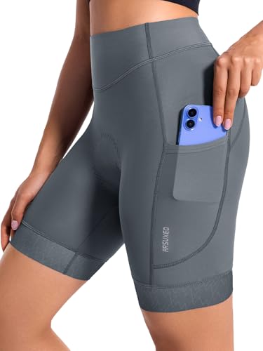 ARSUXEO Radhose Frauen 4D gepolsterte Fahrradhose Radfahren Unterwäsche mit Polsterung Taschen Biken Tights 575 Manhattan Grau XL von ARSUXEO