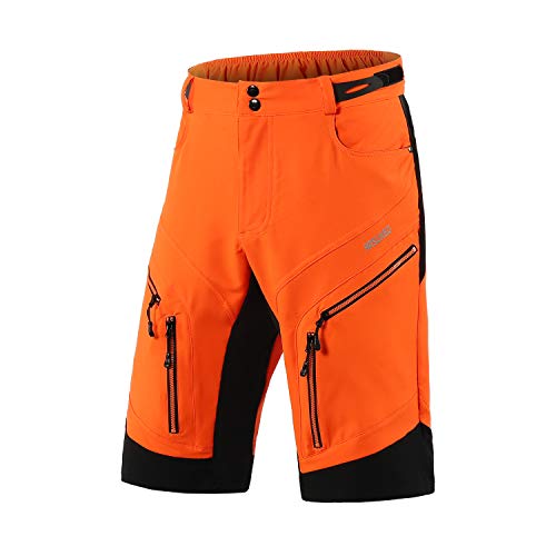 ARSUXEO Radhose Herren MTB Shorts ohne Polsterung Radfahren Shorts Klassisch Wasserdicht 1903 orange XXL von ARSUXEO