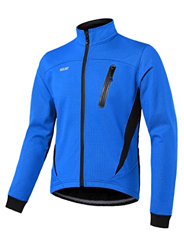 ARSUXEO Radjacke Herren Winter Thermal MTB Bike Jacke Softshell Mantel für Wasser- und Winddicht 16H Blau L von ARSUXEO